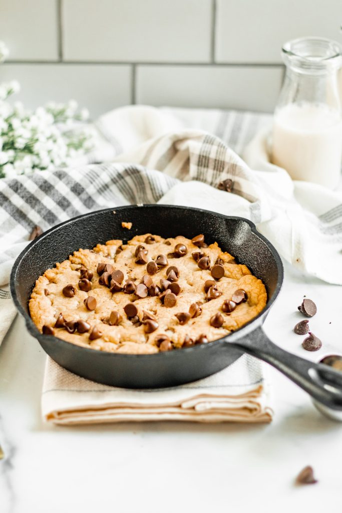 Browned Butter cast Iron Chocolate Chip Cookie