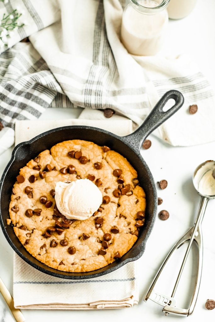 Browned Butter cast Iron Chocolate Chip Cookie