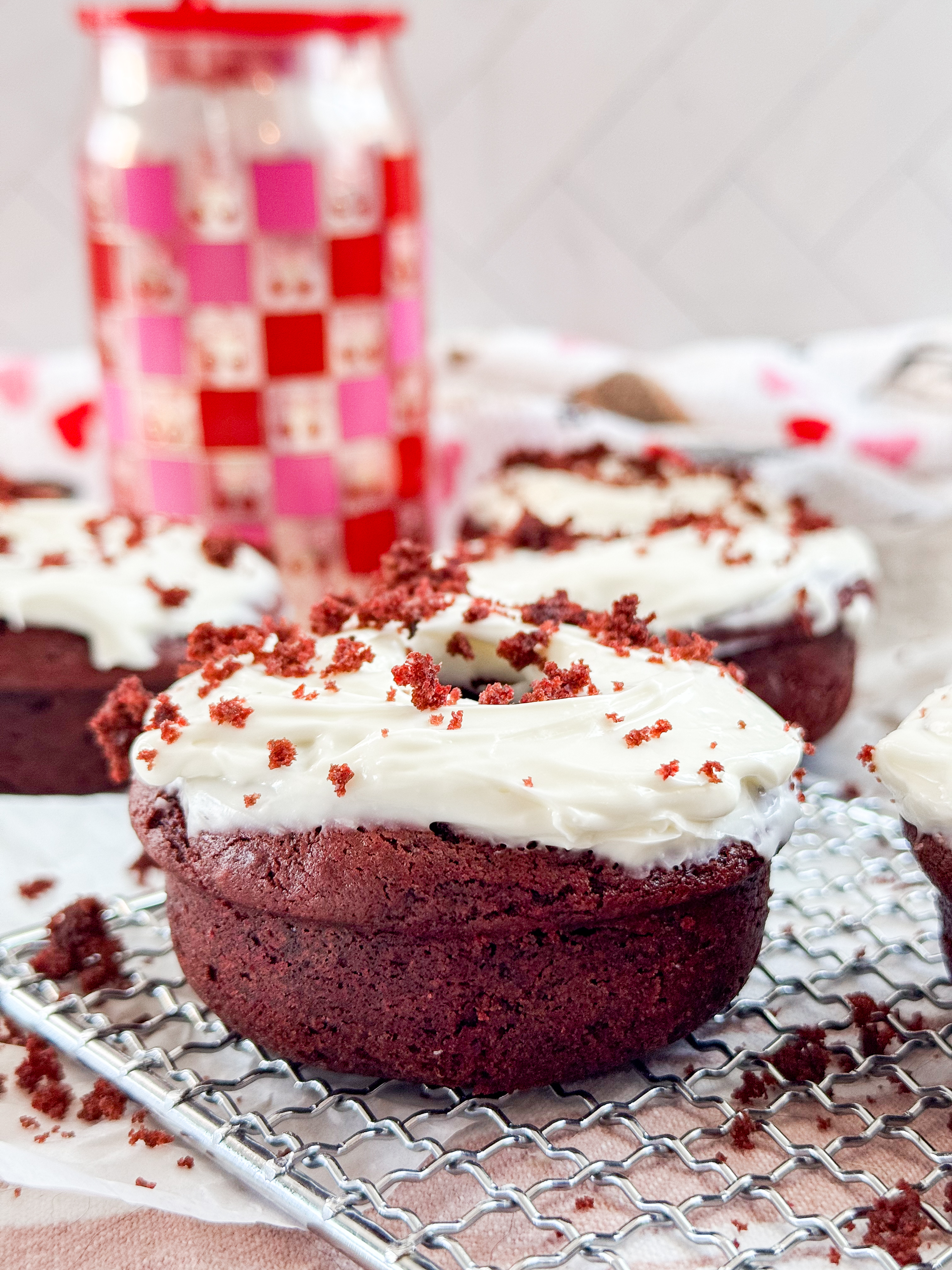 Red velvet baked donuts